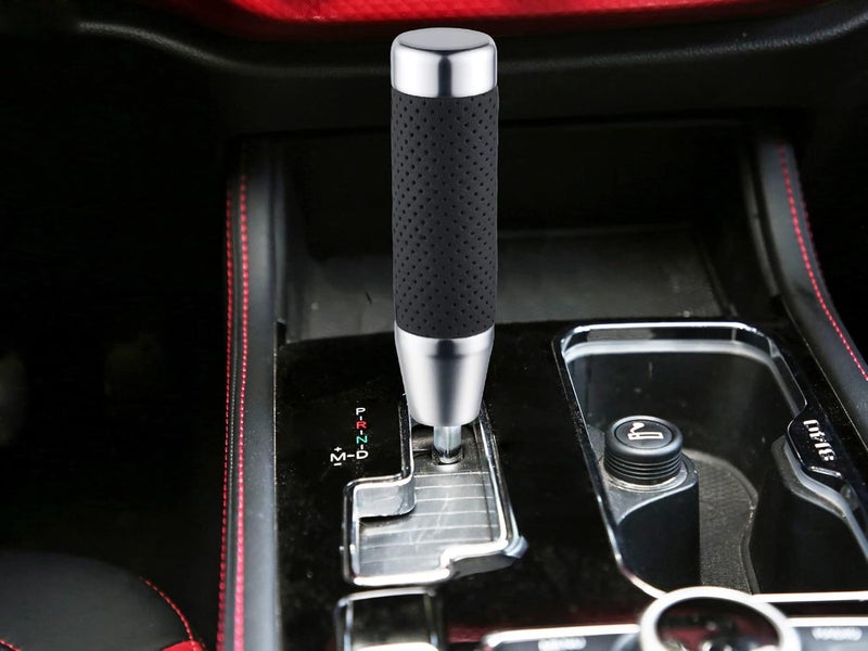 Abfer Weighted Shift Knob Short Stick Gear Shifter Adapter Leather Shift Knobs for Most Automatic Manual Vehicle Trucks,Silver - Image 2